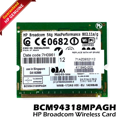 Lot x 2 HP Broadcom Mini PCI-Express 802.11a/b/g Wireless WLAN Card 411940-002 - Image 1 of 4