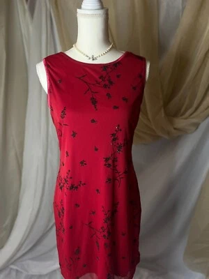 Vestido Floral Vintage City Triangles Brillo Y2K Rojo+Negro Elástico Foto 1 de 4