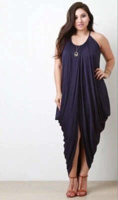 City Chic Slinky Wrap Dress Navy Plus Size 16  - Image 1 of 4