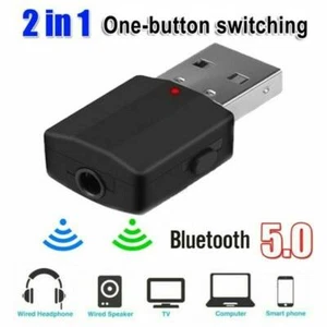 USB Bluetooth 5.0 Audio Adapter Transmitter Receiver for TV/PC Car AUX Speaker ! - Picture 1 of 12