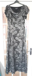 M&S Per Una Maxi Dress Cowl Neck Downton Style Floral Silver Print UK 12 Cruise - Picture 1 of 9