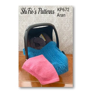Patrón de tejido para 2 mantas de asiento de coche en forma, hilo Aran, KP672 - Imagen 1 de 6