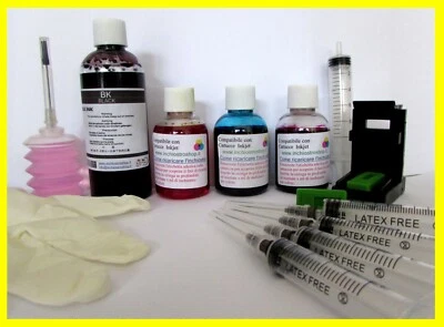 INKWORLD inchiostro ricarica cartucce stampante hp 302 nero 302 c + REFILL CLIP + liquido