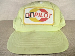 TNT Pilot Men's Hat Adjustable Vintage Rare Trucker Snapback A13 Beige Tan Cap - Picture 1 of 13