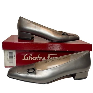 Salvatore Ferragamo Silver Lauro Classic Pump Shoes 6.5 AAAA Francesca - Picture 1 of 12