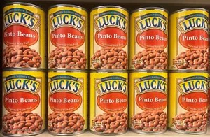 10 CANS Luck's Pinto Beans Seasoned with Pork 15 oz Can Vegetable Bean - Picture 1 of 5