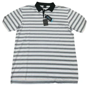 NEU Dunning Golf Herren XL Cool Max Performance Golf Polo feuchtigkeitsableitend schwarz blau gestreift - Bild 1 von 8