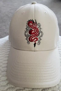 VERY! NICE! EMBROIDERED RED DRAGON TATTOO CREAM STRAPBACK ADJUSTABLE HAT - Picture 1 of 7