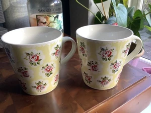 2 x Cath Kidston Floral Mugs white rim (yellow ) - Picture 1 of 2
