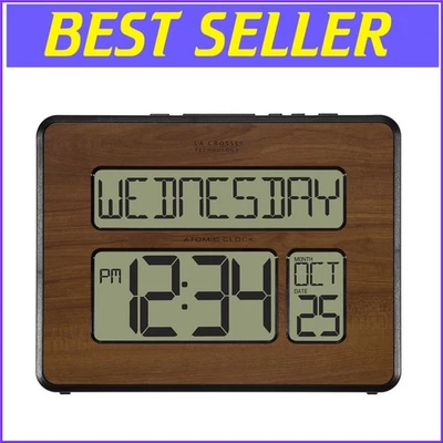 Perfect Gift: Atomic Calendar Clock with Large Display in Elegant Walnut Finish - Image 1 of 4