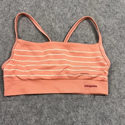 Patagonia Peak Pink Sentinel Stripe Active Mesh Sports Bra Women's Size XS - Image 1 of 4