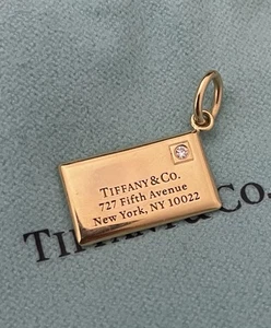 Tiffany & Co. 18k Gold Diamond Envelope Address Pendant Charm Necklace Bracelet - Picture 1 of 16