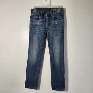 Level 99 Casey Tomboy Distressed Denim Jeans Size 24 Cropped Low Rise - Picture 1 of 11