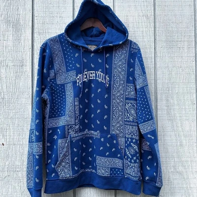 Sudadera con Capucha Brooklyn Tela Bandana Estampado Paisley Pullover Sudadera Para Hombre Talla L Foto 1 de 4