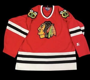 100% Authentic Chicago Blackhawks Starter Jersey Mens Size Large Men - Picture 1 of 10