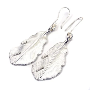 Federkiel Tropfen Ohrring Blatt Charm versilbert Ohrring 1" bis 2" R225 - Bild 1 von 4
