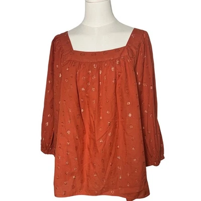Blusa campesina bordada oxidada para mujer cuello cuadrado manga globo top boho XL Foto 1 de 4