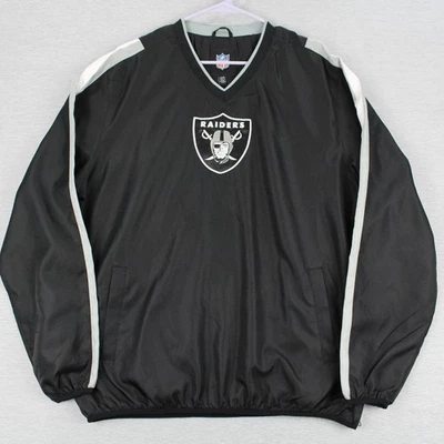 Pulôver corta-vento masculino NFL Las Vegas Raiders gola V XL poliéster preto - Imagem 1 de 4