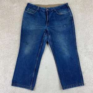 Duluth Trading Jeans Mens 42x30 Blue Straight Leg Mid Rise Gusseted Workwear - Picture 1 of 10