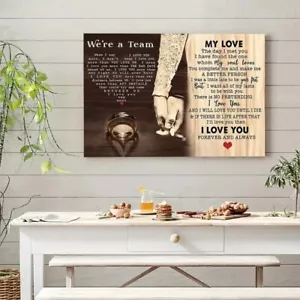 EXA 40x60 Wooden Framed Canvas, We're A Team When I Say I Love You Couple Gift - Picture 1 of 15