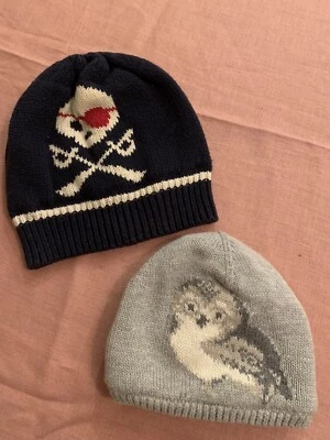 TWO BABY GAP 6-12 MONTH HATS ADORABLE OWL AND PIRATE HATS. SEE PHOTOS. - Image 1 of 4
