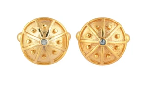 Gemelli placcati oro 14 carati topazio blu - Foto 1 di 5