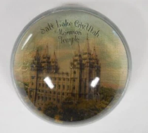 Salt Lake City Utah Mormon Temple Vintage Glass Paperweight - Picture 1 of 5