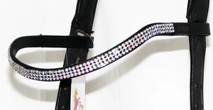 FSS 3 row Crystal POSH Curve Shape U Bling CLEAR AB SILVER Hologram Browband new - Picture 1 of 7