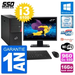 PC tour Fujitsu P756 Pantalla 27" Intel i3-6100 RAM 16Go SSD 960Go Windows 10 Wi - Imagen 1 de 8