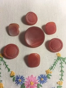 Vintage Red  Fancy Glass Button Lot MV-34 - Picture 1 of 5