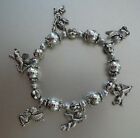 Silver Tone Beads Dangling Cupids, Cherubs & Angels Stretchy Bracelet
