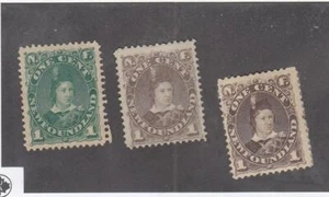 NEWFOUNDLAND (MK7452) # 42-43,45 FVF-2MH/1NG 1 cts 3 EDWARD, PRINCE WALES CV $200 - Imagen 1 de 1