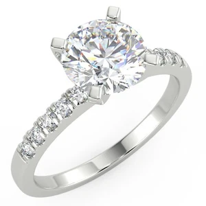 1.15 Ct Round Cut VS1/E Solitaire Pave Diamond Engagement Ring 14K White Gold - Picture 1 of 6
