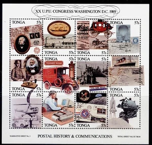TONGA QEII SGMS1063, 1989 UPU Washington mini sheet, NH MINT. Cat £48. - Picture 1 of 1