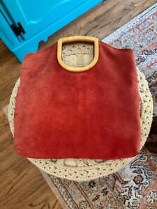 lucky brand suede leather red clutch bag