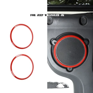 Interior Roof Sound Speaker Cover Ring Trims For Jeep Wrangler JK 2007-2014 Red - Picture 1 of 6