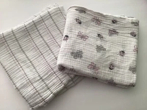 “Ladybug Butterfly” & Striped Swaddle Blanket White Grey Pink Purpl Aden Anais - Picture 1 of 6