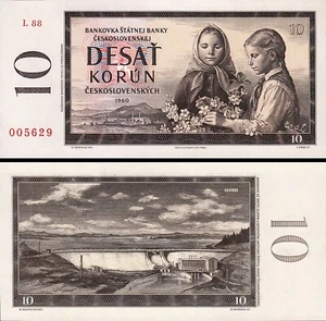 Czechoslovakia 10 Korun 1960, UNC- P-88b, Prefix L 88 - Picture 1 of 3