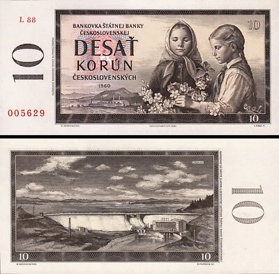Czechoslovakia 10 Korun 1960, UNC- P-88b, Prefix L 88 - Image 1 of 3