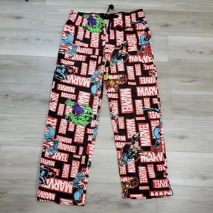 Marvel Flannel Pajama Bottoms Men's XL Black Marvel All Over Print Pants Hulk - Picture 1 of 6