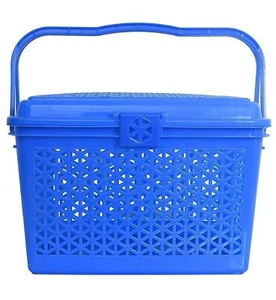 Plastic Fancy Shopping Basket With Handles Color Blue For Krtchen - Picture 1 of 5