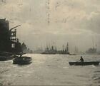 1900s Unknown Port Harbor Steam Boat Galesburg Cancel Illinois Postcard Antique