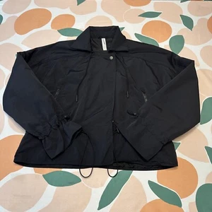 Athleta Acadia Cropped Drawstring Jacket Women's Small Black Nylon Athleisure - Picture 1 of 15