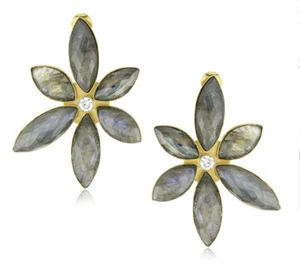 Zariin "The Daisies" Labradorit Gold Ohrstecker.    P26 - Bild 1 von 2