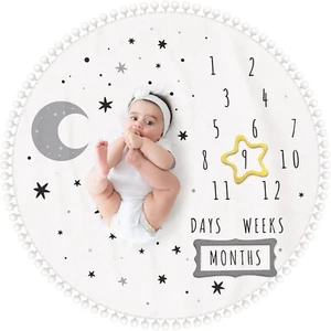 Premium Baby Milestone Blanket for Boy/Girl Super Soft Fleece Stars 43'x43' - Picture 1 of 8