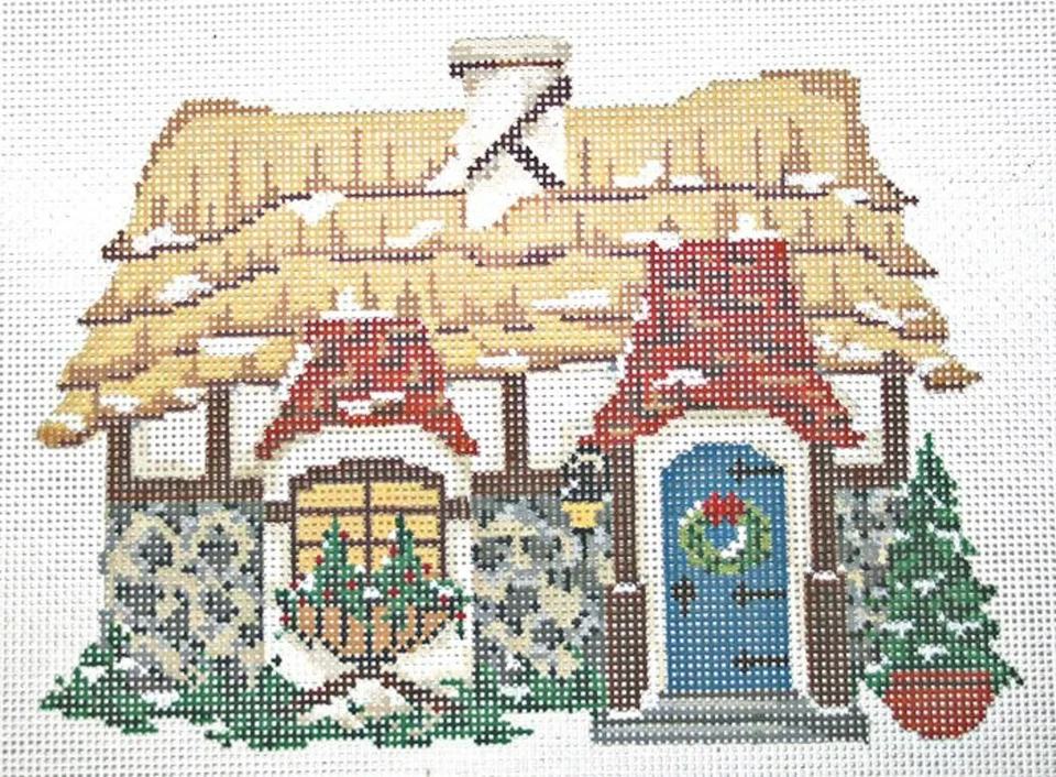 Needlepoint Handpainted Kelly Clark Gatekeeper Cottage w/ Stitch Guide - Image 1 of 1