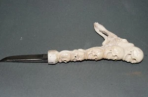 Cuchillo de caza calaveras cuerno de ciervo forjado a mano Finlandia cuchillo de bolsillo 24 cm - Imagen 1 de 9