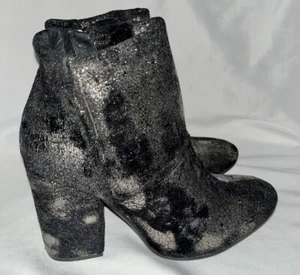 Charles David Stiefeletten schwarz Samt silber metallic abgenutzt ausgefallen 38,5 - Bild 1 von 9