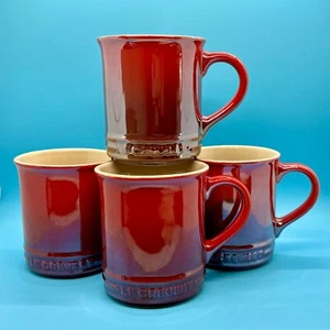 Set Of 4 Le Creuset Iridescent Pearlized Red Mugs 12 oz. – Very Nice! - Picture 1 of 5