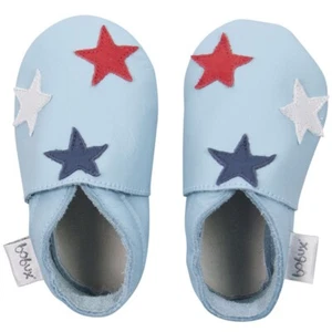 Bobux #2016 weiche Sohle blaue Sterne Leder Babyschuhe Größe S (3-9 Monate) - Bild 1 von 1